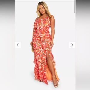 Boohoo Floral Ruffle Maxi Dress